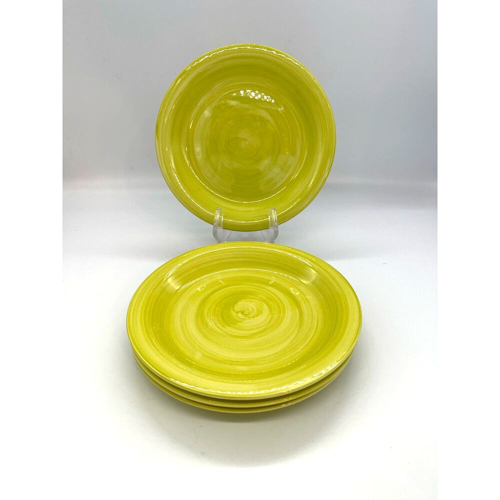 Citrus Grove Swirl Lime Green - Yellow Set of 4 Salad Plates 7.5"